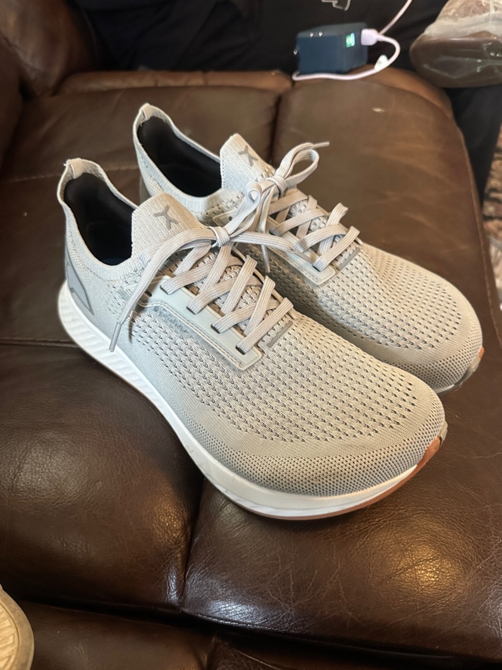 Light Gray Women's Knit Sneaker - Breathable Lace-Up Comfort - Picture 3 of 9